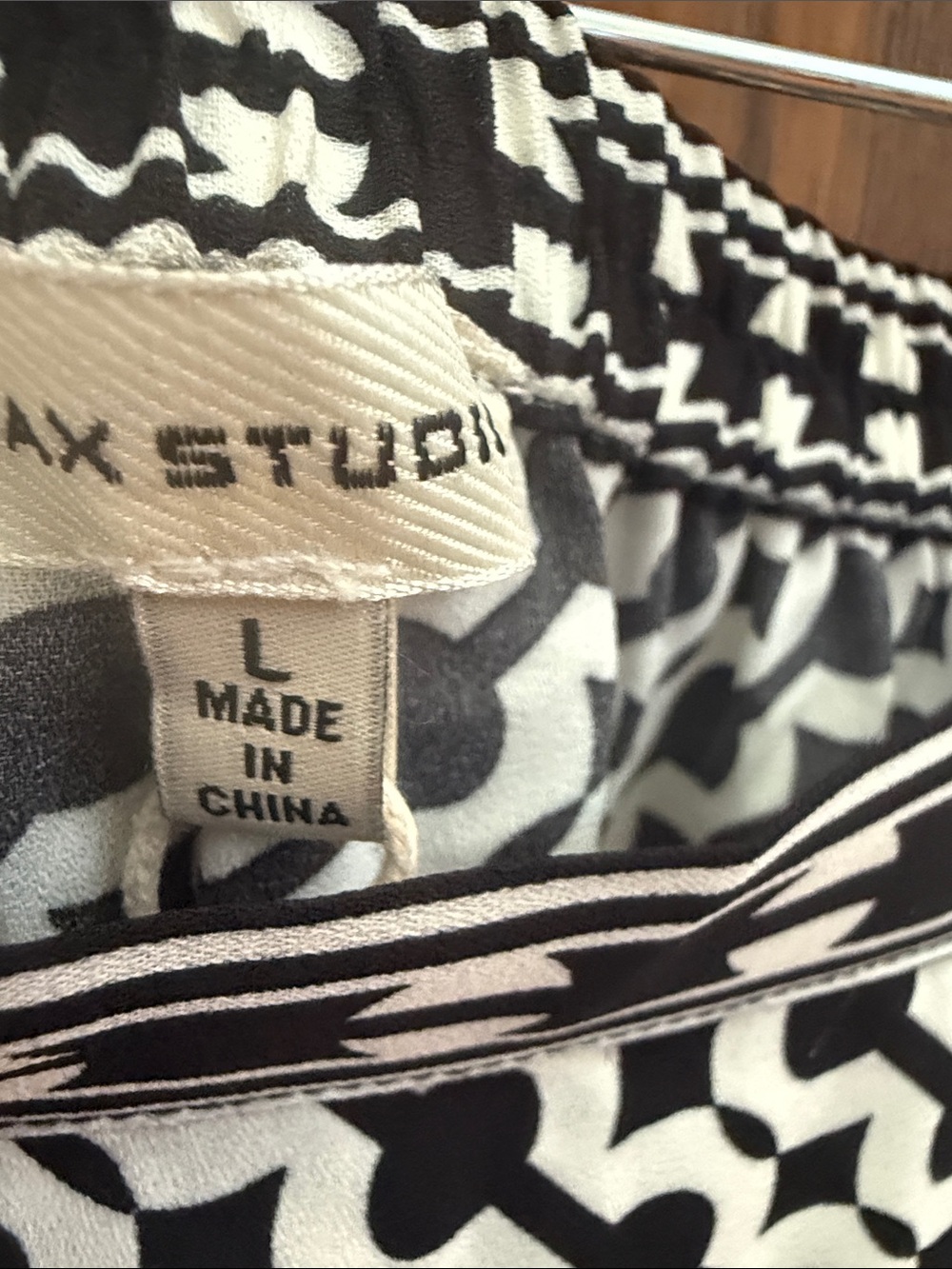 Max Studio Black and White Geometric A-Line Skirt - Picture 2 of 4